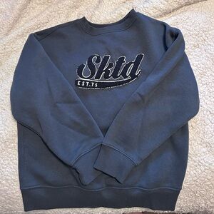 Zara Navy Blue Crewneck Sweatshirt with Embroidered 'Sktd' Logo
